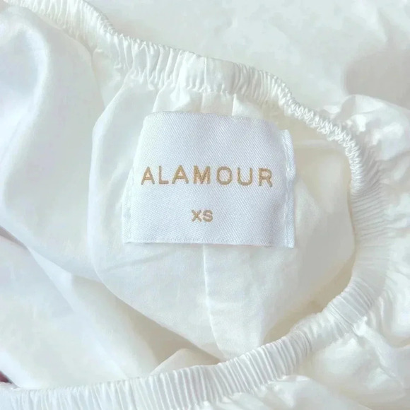 NWOT Alamour The Label Miliani White Cotton Cutout Puff Sleeve Mini Dress XS - Picture 13 of 15